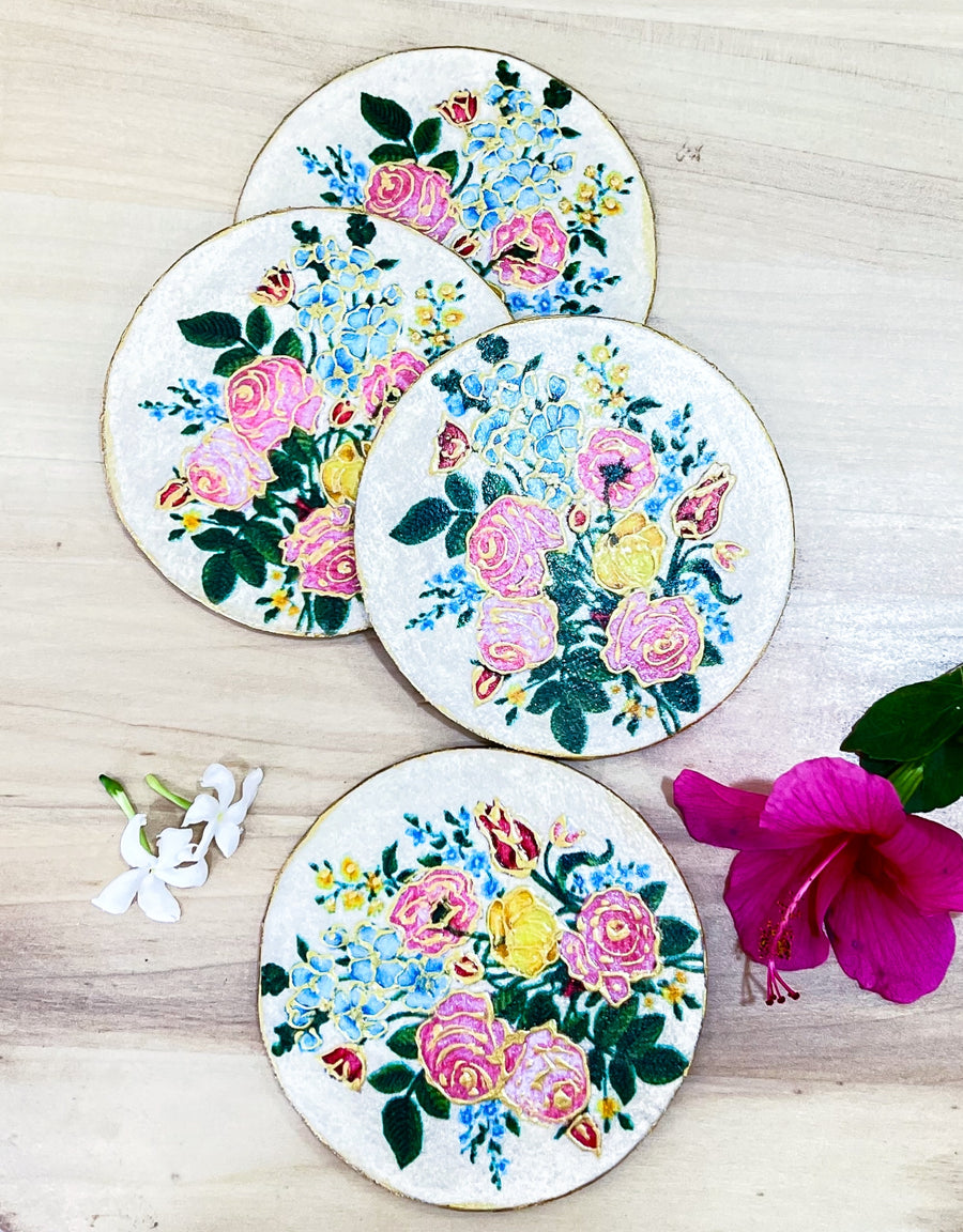Cream Bouquet Coasters